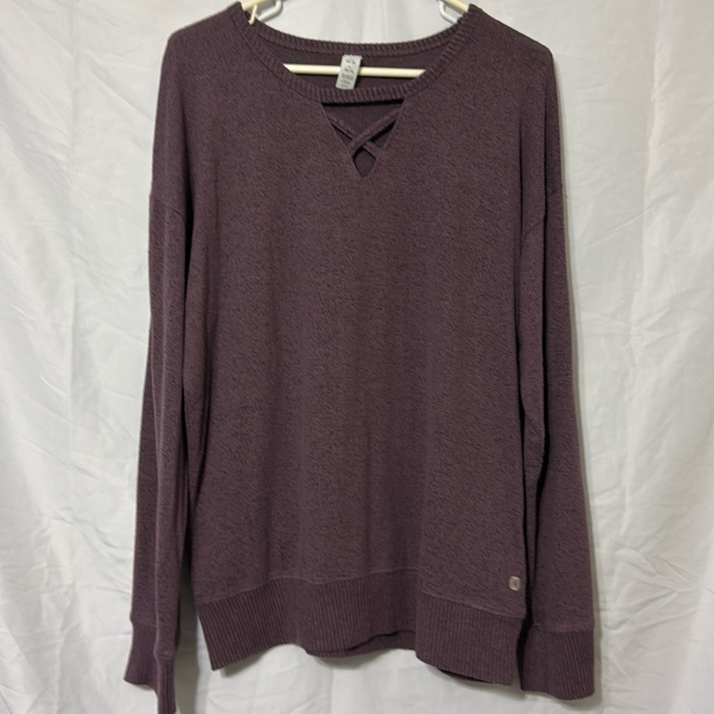 Women’s balance collection, long sleeve shirt, size, large purple in color